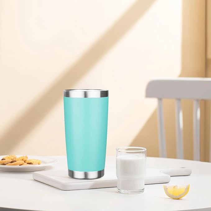 20oz Tumbler with Lid Stainless Steel Insulated Tumblers Travel Coffee Tumbler Bulk Double Wall Vacuum Insulated Water Cup Gifts for Christmas Women Men Her Him Home Office(Teal, 6pack)