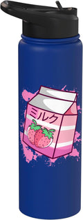 Kawaii Japanese Pink Retro 90s Strawberry Milk Carton Stainless Steel Insulated Water Bottle