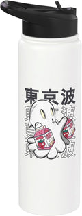 Kawaii Ghost Strawberry Milk Cartons Japan Boo Girls Anime Stainless Steel Insulated Water Bottle