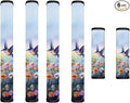 Refrigerator Door Handle Covers Pack of 6 Anti-Stain Kitchen Electrical Appliances Handle Protector Fridge Microwave Oven Decor and Accessories, Hummingbird Daisy Flower Blue
