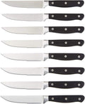 Amazon Basics 8-Piece Full Tang Stainless Steel Serrated Steak Knife Set, 4.5", Black