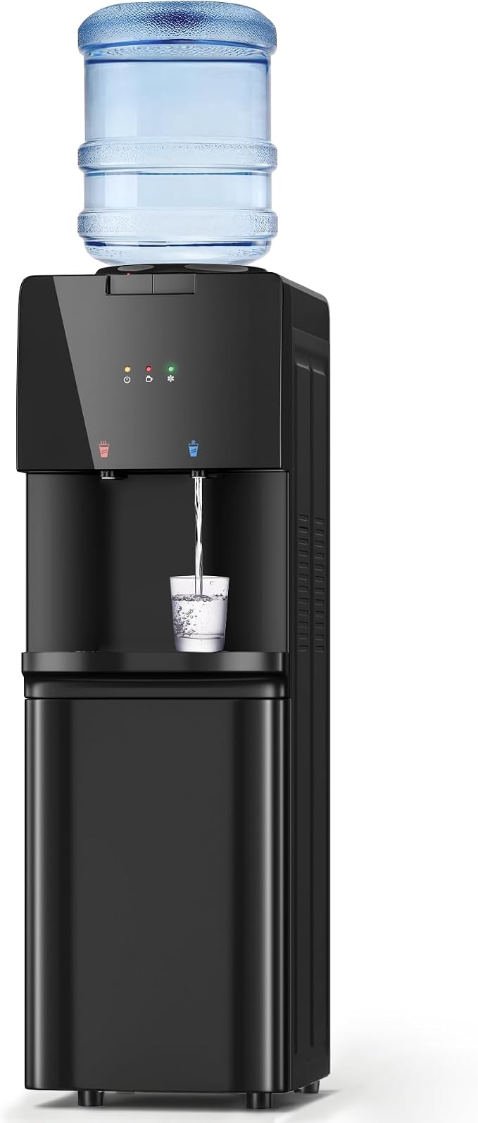 Manastin Water Dispenser with Hot & Cold Water, Top Loading Water Cooler for 3 or 5 Gallon Bottles with Child Safety Lock, Ideal for Kitchens, Offices,Solid Black