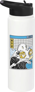 Surfing Ghost With Banana Milk Cartons Wave Kawaii Vaporwave Stainless Steel Insulated Water Bottle