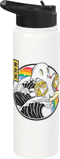 Surfing Ghost Banana Milk Cartons Anime Vaporwave Kawaii Stainless Steel Insulated Water Bottle