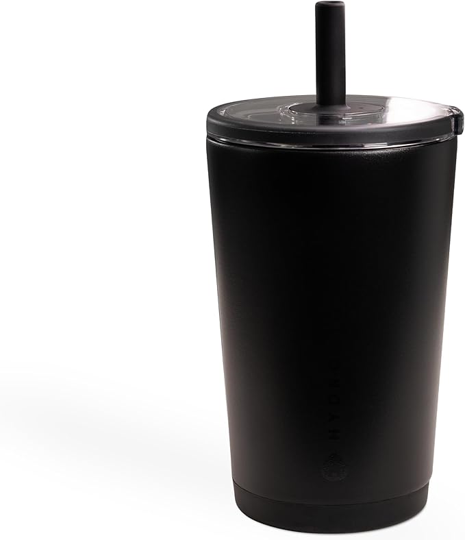 HydroJug Everyday Tumbler 14 oz, Ceramic-Lined Straw Cup, Black