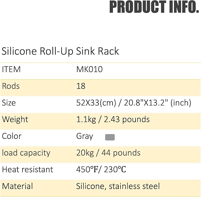 Mistifi Silicone-Coated Stainless Steel Over The Sink Multipurpose Roll-Up Dish Drying Rack, 20.8"X13.2", Heat Resistant Non Slip Dish Draining Rack BPA Free Dishwasher Safe (L, Gray)