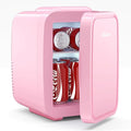 BEICHEN Mini Fridge, 4 Liter/6 Can Portable Refrigerator for Bedroom Office Dorm Car– Fast Cooling, Low Noise, 100-125V AC/5-12V USB Small Compact Refrigerator for Skincare, Food, Drinks(Pink)
