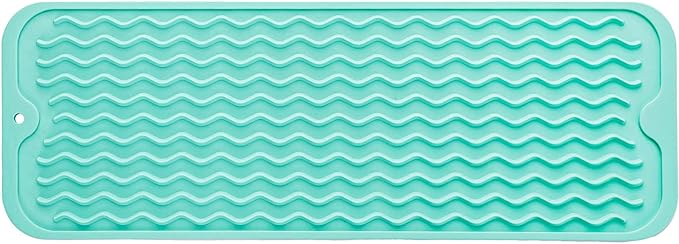 MicoYang Silicone Dish Drying Mat for Multiple Usage,Easy clean,Eco-friendly,Heat-resistant Silicone Mat for Kitchen Counter,Sink,Bar,Bottle,or Cup Mint M 17 inches x 6 inches