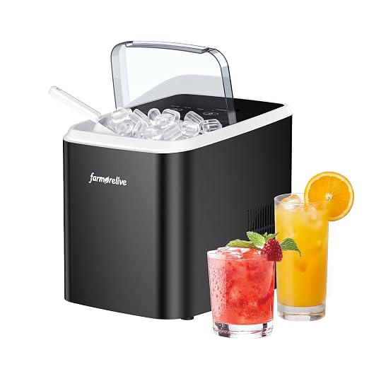 Portable Ice Maker Countertop - 26Lbs/24H Bullet Ice Machine with Self-Cleaning, Stainless, Makes 9 Ice Cubes in 6-8 Mins, 2 Sizes of Ice for RV Kitchen Home Party Camping, 1.5L Water Tank