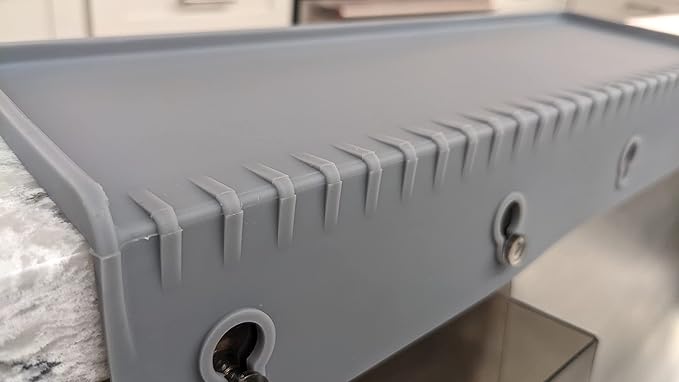 SiliProducts SiliSink Silicone Sink Edge Guard for Kitchen Sink - Fits 3.75” - 4” Wide - The Original Silicone Edge Protector with Sponge Caddy, 14” Gray