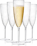 HyHousing 16 Pack Plastic Champagne Flutes, 6 Oz Clear Disposable Champagne Glasses with Long Stem, Elegant Toasting Flutes for Wedding Bridal Shower Brunch Mimosa Bar Party