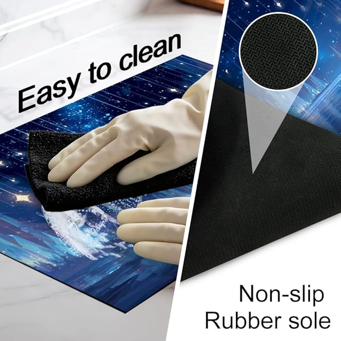 Stove Top Cover for Electric Stove 28.35 x 20.47 Inch Non Slip Stove Mat Dreamy Blue Starlight Glass Cooktop Protector Kitchen Counter Mat
