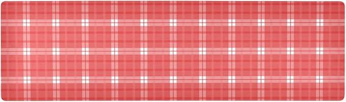 2 in 1 Table Runner Trivet for Hot Pots and Pans Heat Resistant Non Slip Waterproof 39 x 12 Inch Decorative Table Protector for Kitchen Countertop Checkered Red