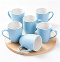 Coffee Mugs Set of 6, 12oz Ceramic Coffee Mugs with Handle, Matte Porcelain Coffee Mug for Latte, Tea, Cocoa, Cappuccino, Cups for Women Men for Home Restaurant Mug (Blue)