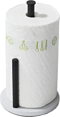 Matte Black Paper Towel Holder,Stainless Steel Paper Towel Holder for Kitchen Roll Organize, Standard or Jumbo-Sized Roll Paper, Countertop Roll Dispenser with Marble Base