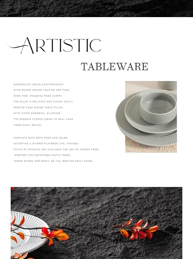 4-piece set, ceramic, embossed B design plate and bowl set, microwave and dishwasher tableware set, shatterproof and scratch resistant dinner set, irregular edge design, white