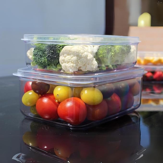 Lustroware Micro Clear Transparent Food Storage Containers with Lids – BPA-Free, Shatterproof, Dishwasher & Microwave Safe, 21oz Stackable Refrigerator Organizer Bins, Made in Japan, Set of 12