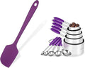 U-Taste 14in Extra Large Flexible Silicone Spatula with 600ºF Heat Resistance, and Upgraded Measuring Cups and Spoons Set of 10 with Reinforced Welded Handle (Purple)