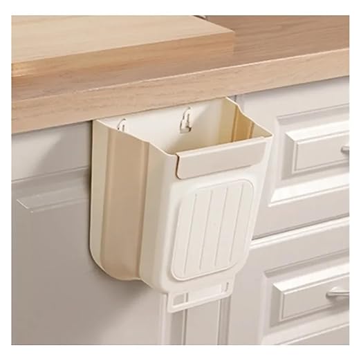 Collapsible Hanging Kitchen Trash Can 1pc Collapsible Hanging Bin - Space-Saving Cabinet(Grayish-White)