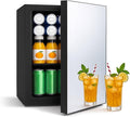 7 Temp Control 24 Can Mini Fridge, 0.95 Cu.Ft Beverage Cooler for Soda, Beer, Wine, Beauty Products, Mirrored Door Compact Refrigerator for Bedroom, Dorm, Office, Storage