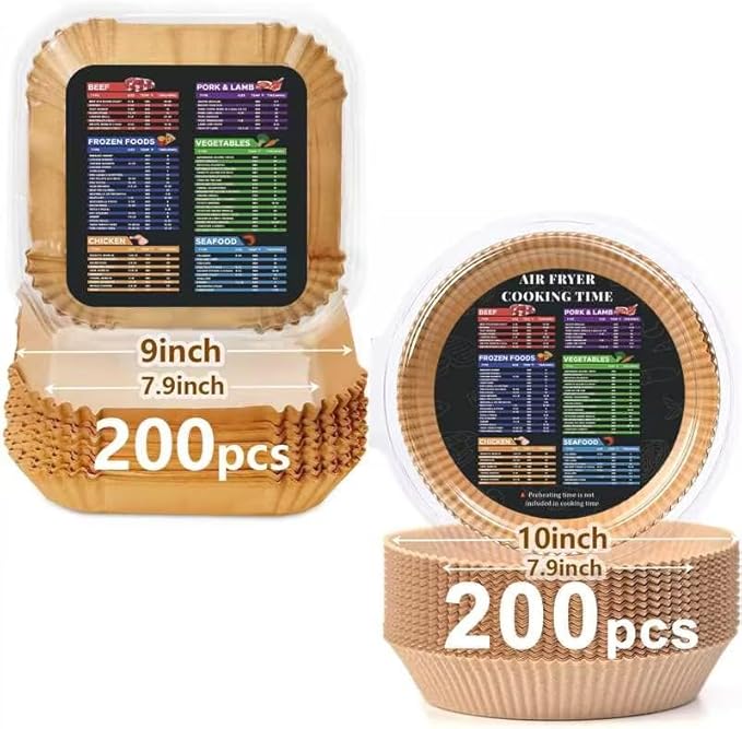 Adhjito 200PCS Air Fryer Liners: Non-Stick Disposable Parchment Paper Liner
