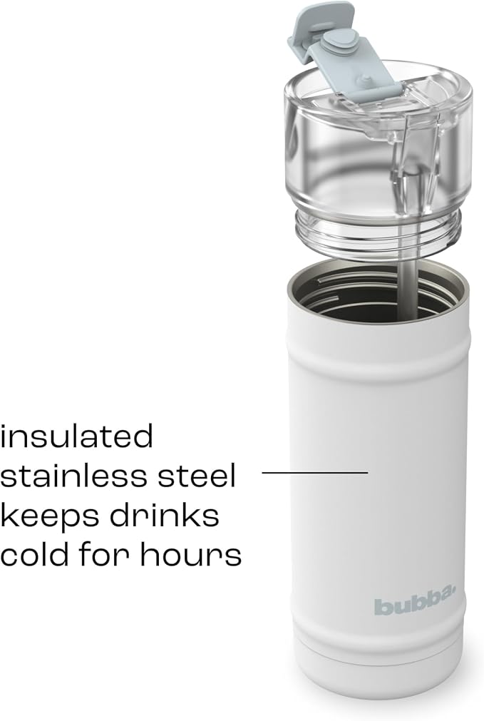 bubba 18 oz Dualsip Insulated Stainless Steel Water Bottle with Straw - Reusable, Leakproof, Lightweight, Dishwasher Safe, Lead-Free and BPA-Free, Fresh Kicks
