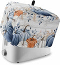 Blue Pumpkins Fall Toaster Cover 4 Slice, Thanksgiving Eucalyptus Leaves Dustproof Bakeware Oven Protector with Hook, Rustic Wooden Waterproof Small Kitchen Appliance Toasters Dust Cover, 12"x11"x8"
