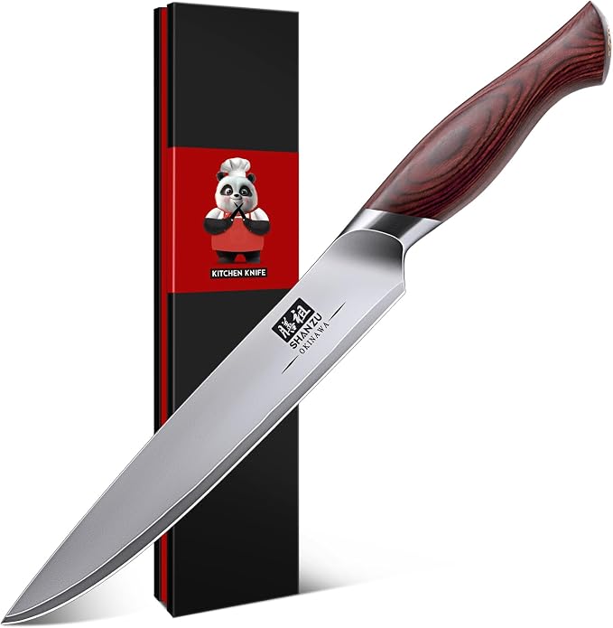 SHAN ZU 6 Inch Chef Knife, Japanese 10Cr15MoV High Carbon Stainless Steel Kitchen Knife, Multipurpose Ultra Sharp Kitchen Utility Knife with Ergonomic Pakkawood Handle