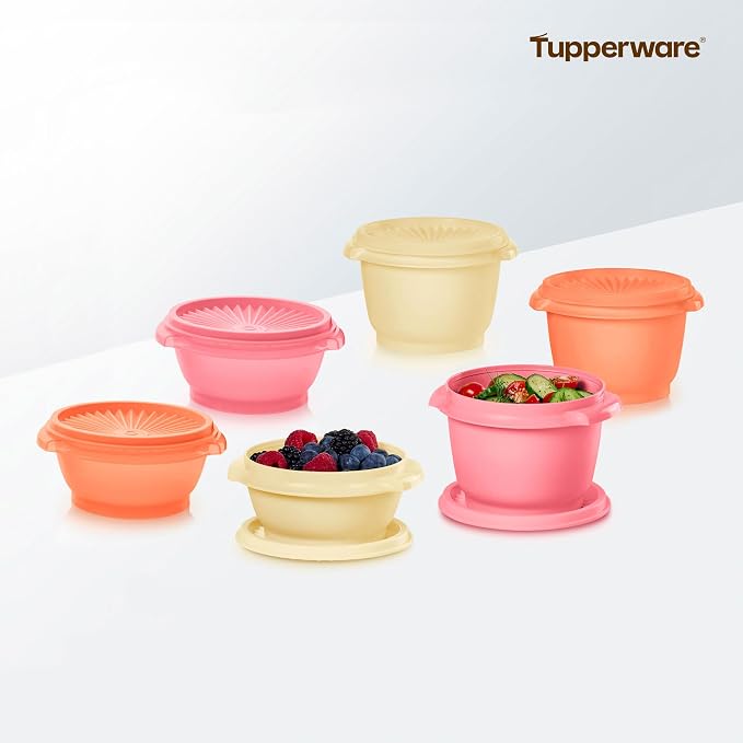 Tupperware Heritage Collection, New 12 Piece Food Storage Container Set in Vintage Warm Colors, Dishwasher Safe and BPA Free (6 containers, 6 lids)