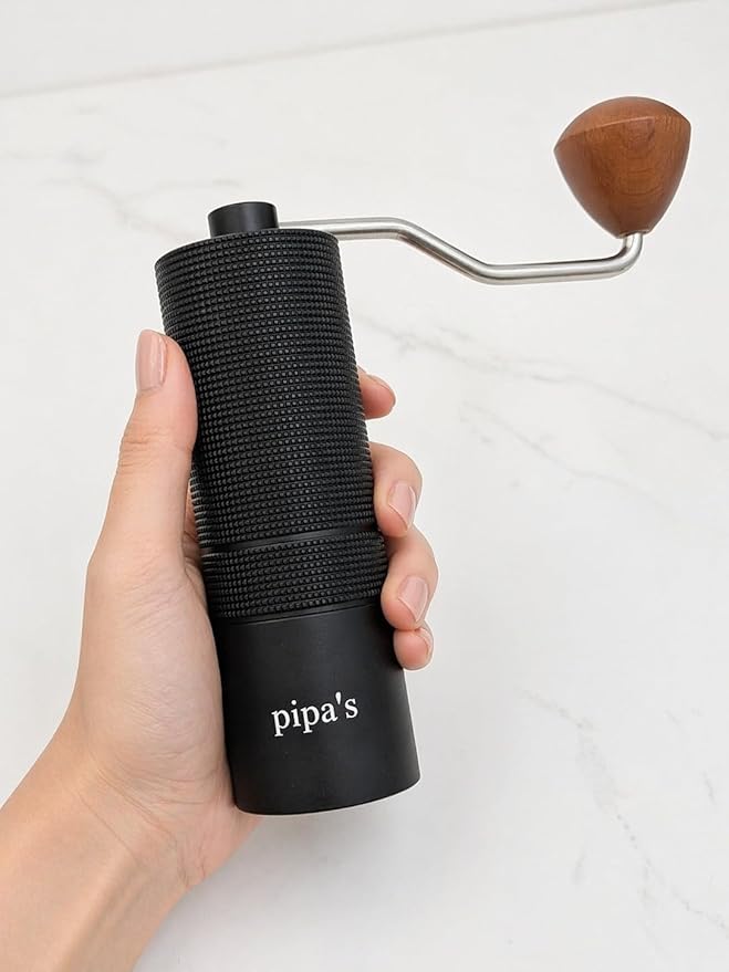 Pipa's Manual Coffee Grinder — Stainless Steel Conical Burr Mill, Stepless Adjustment, 35g Portable Hand Grinder for Espresso, Pour Over, French Press | Silent Operation | Premium Coffee Lover Gift