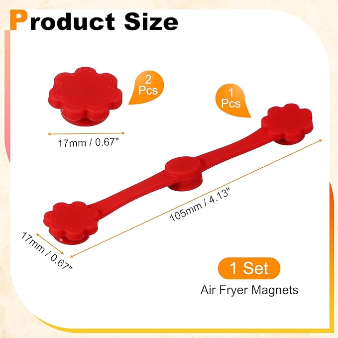 uxcell 1 Set Air Fryer Magnets, Silicone Buckle for Parchment Paper Liners Flower Shape Magnetic Buckle for Lock Paper Prevent Paper Burning, Red