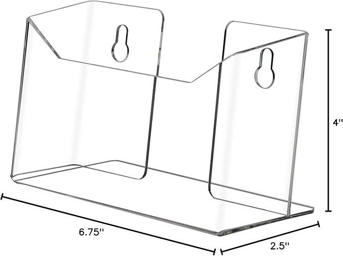 Marketing Holders 4 Pack 6” Brochure Holder Maps Leaflets Booklets Menu Organizer Clear Acrylic Wall Mount Display Countertop Stand Includes Hanging Hardware