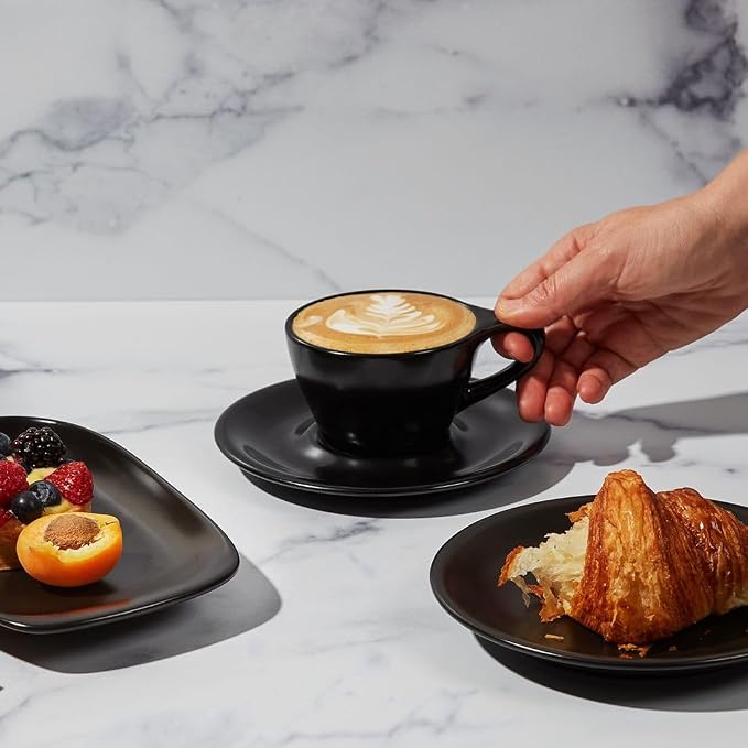notNeutral LINO Porcelain Cup & Saucer (Black) (2, 6 oz)