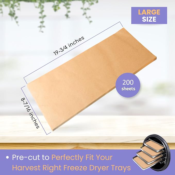200 pack Parchment Paper For Harvest Right Freeze Dryer (L - Large)
