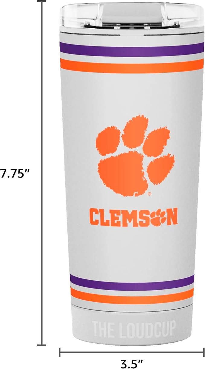 The LoudCup Blow Horn Tumbler, Cheer & Sip 2-in-1 Reusable Water Bottle with Built-In Horn for Sports Games, Tailgates, Parties & Events, BPA-Free, 16 oz, Clemson University
