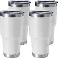 HASLE OUTFITTERS 30oz Stainless Steel Tumbler, Double Wall Vacuum Insulated Travel Mug Tumbler, Durable Insulated Coffee Mug, Gift Box Set (White, 4)