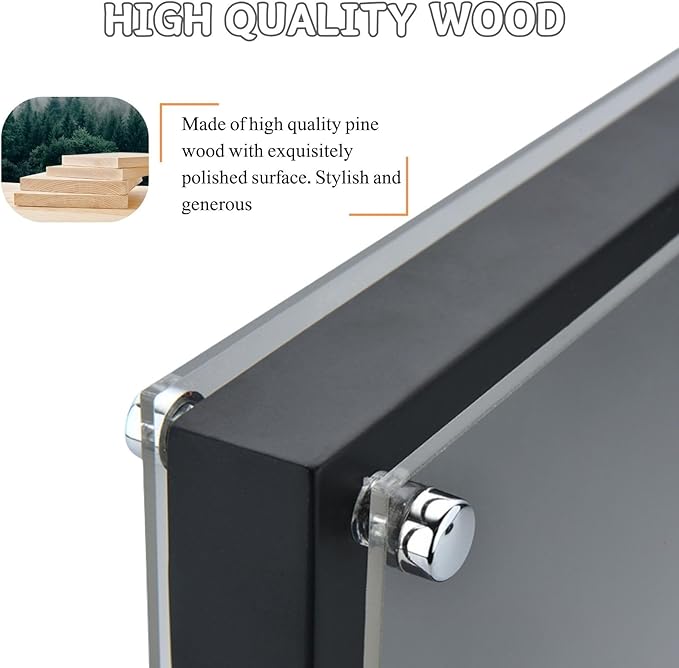 Magnetic Knife Block with Acrylic Shield,Double Sided Magnetic Knife Holder, Pine Wood Kitchen Knife Stand for Kitchen Counter(Without Knives ）