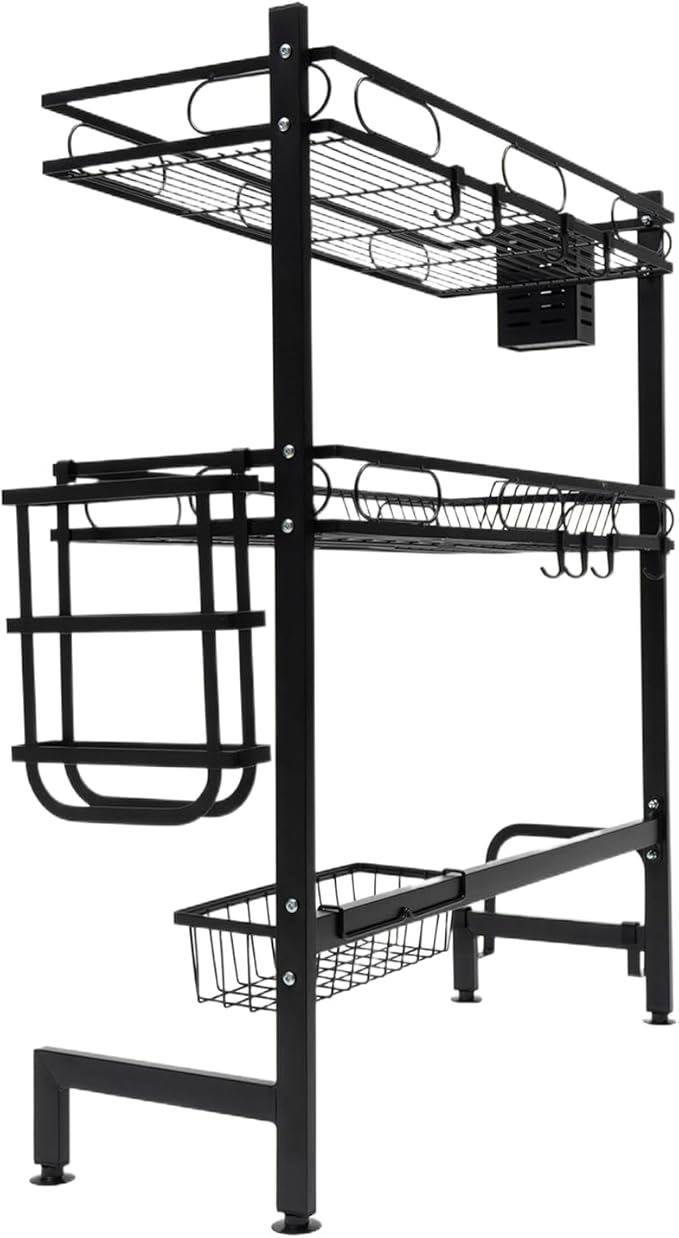 Over The Sink Dish Drying Rack, 2-Tier Multifunctional Over The Sink Dish Rack, Large Storage Space Kitchen Dish Drying Rack for Storing Seasonings, Dishes, Chopsticks, Cutting Boards (24.41in‎)