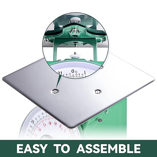 Tada 44lb / 20kg Heavy Duty Portion-Control Mechanical Kitchen and Food Scale Industrial Dial Scale with Stainless Steel Platform