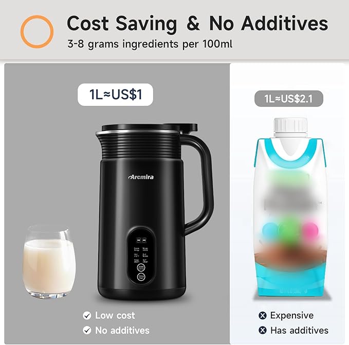 𝟲 𝗶𝗻 𝟭 Nut Milk Maker Machine, 20 oz(600ml) Homemade Almond, Soy, Oat, Plant-Based and Non-Dairy Beverages, Almond Miilk Makerr, Delay Start/Boil Water/Keep Warm, Soy Milk Machine, Nut Milk Bag