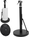 Paper Towel Holder with Spray Bottle,Heavy-Duty Countertop Kitchen Paper Towel Holder,Stainless Steel One-Handed Tear Kitchen Towel Dispenser for Countertop,Black