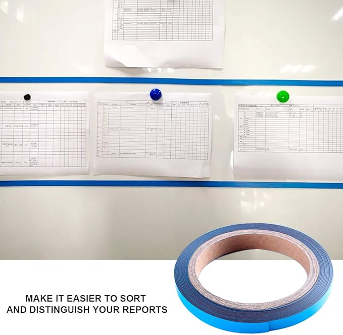 Magnetic Tape Roll Colored Thin Strips - Dry Erase Magnet Whiteboard Graphic Art Tape/ 10mm 33ft Grid Marking Line Magnet Tape(Blue)