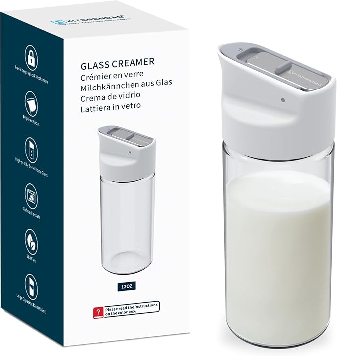 KITCHENDAO Glass Creamer and Precision Pour Glass Oil Dispenser 2-Piece Set