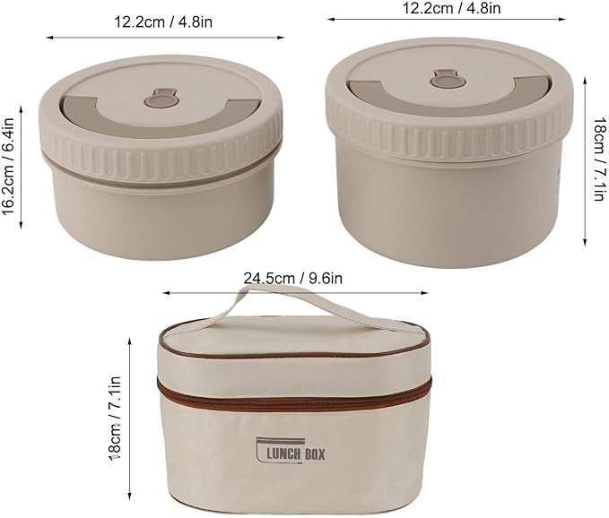 ZJchao Insulated Lunch Box, Thermal Food Container, 316 Stainless Steel Round Sealed Leak Proof, 4 Boxes with Bag