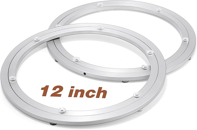 JaGely 2 Pack 12 Inch Lazy Susan Hardware Aluminum Alloy Turntable Rotating Hardware Heavy Duty Lazy Susan Bearing Ring Mechanism for Kitchen Dinning Table