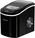 Magic Chef 27-Lb. Portable Ice Maker in Black, Tabletop Ice Maker for Kitchen, Apartment, Dorm, and Basement with Viewing Window, 2 Ice Cube Sizes, and Ice & Water Level Indicator Lights