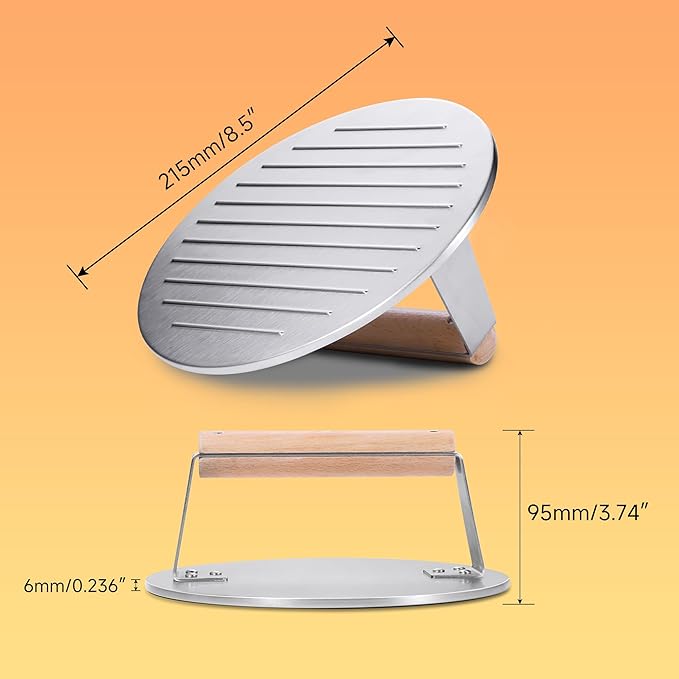 Professional-Grade 8.5-Inch Extra-Large Burger Press – Heavy Duty Stainless Steel Wooden Handle 3.65 lbs Easy to Clean for Hamburger Patties Bacon & Sandwiches Premium Grilling Tool