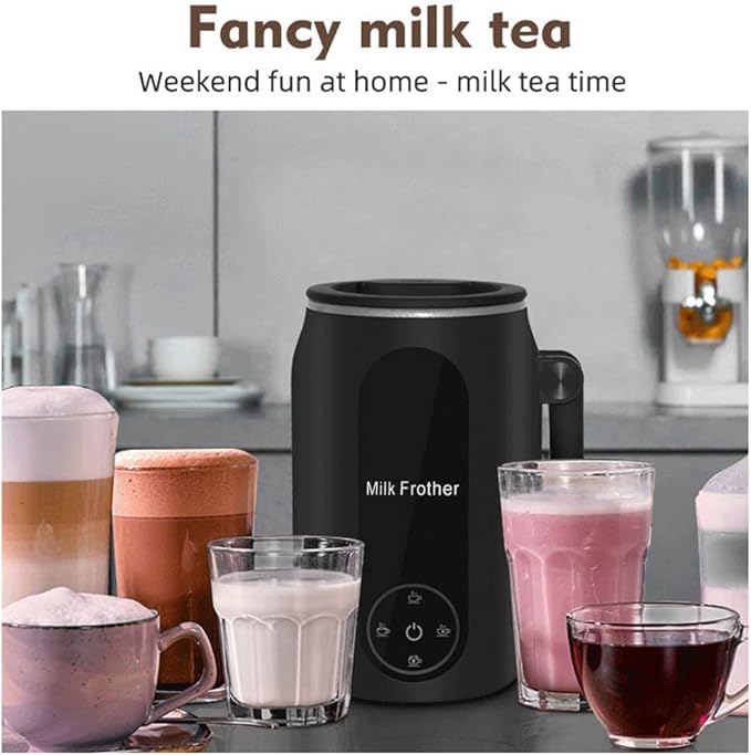 Milk Frother, 4 in 1 Electric Milk Steamer Warmer Foam Maker for Frothing and Heating Coffee, Latte, Macchiato, Cappuccino, Hot Chocolate (US Plug)