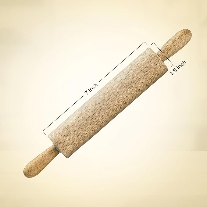 Mrs. Anderson's Baking Children’s Classic Wooden Rolling Pin, German Beechwood With Steel Ball Bearings, 7-Inch x 1.5-Inch, Smooth Effortless Rolling For Dough And Pastry