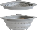 Collapsible Corner Colander – Space-Saving Over Sink Strainer, 3.5 Qt, Grey